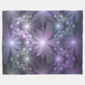 Bed van Flowers Trendy Shiny Abstract Fractal Art Fleece Deken (Voorkant (Horizontaal))