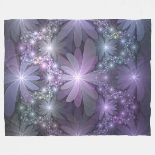 Bed van Flowers Trendy Shiny Abstract Fractal Art Fleece Deken (Voorkant (Horizontaal))