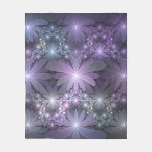 Bed van Flowers Trendy Shiny Abstract Fractal Art Fleece Deken (Voorkant)