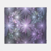 Bed van Flowers Trendy Shiny Abstract Fractal Art Fleece Deken (Voorkant (Horizontaal))