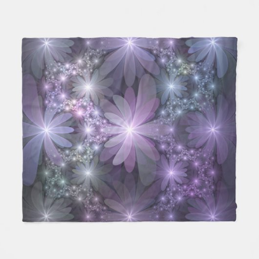 Bed van Flowers Trendy Shiny Abstract Fractal Art Fleece Deken (Voorkant (Horizontaal))