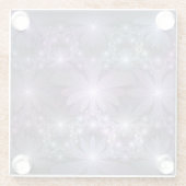 Bed van Flowers Trendy Shiny Abstract Fractal Art Glazen Onderzetter (Achterkant)