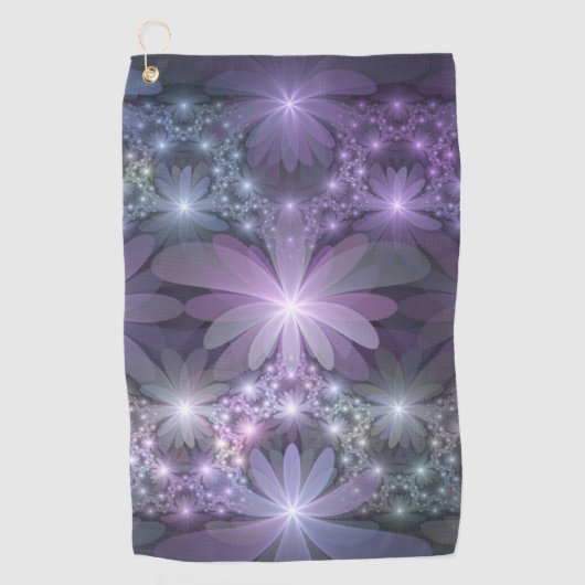 Bed van Flowers Trendy Shiny Abstract Fractal Art Golfhanddoek (Voorkant)