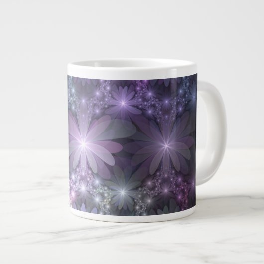 Bed van Flowers Trendy Shiny Abstract Fractal Art Grote Koffiekop (Voorkant rechts)