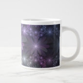 Bed van Flowers Trendy Shiny Abstract Fractal Art Grote Koffiekop (Rechts)