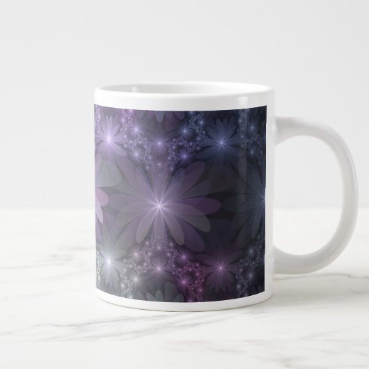 Bed van Flowers Trendy Shiny Abstract Fractal Art Grote Koffiekop (Rechts)