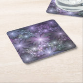 Bed van Flowers Trendy Shiny Abstract Fractal Art Kartonnen Onderzetters (Schuin)