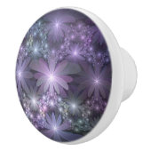 Bed van Flowers Trendy Shiny Abstract Fractal Art Keramische Knop (Rechts)