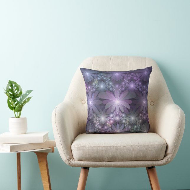 Bed van Flowers Trendy Shiny Abstract Fractal Art Kussen (Stoel)