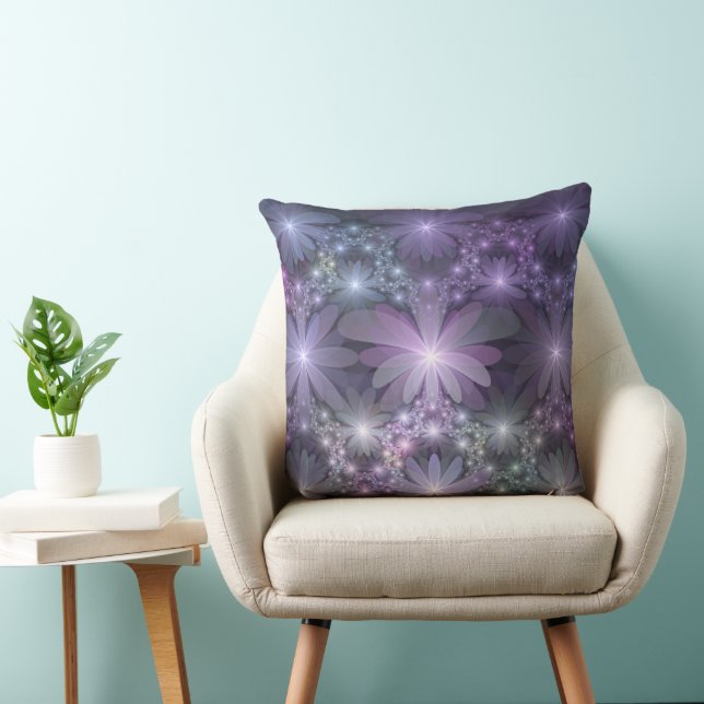 Bed van Flowers Trendy Shiny Abstract Fractal Art Kussen (Stoel)