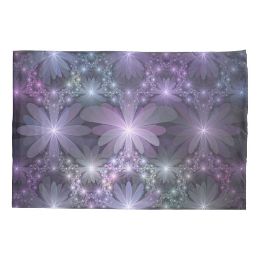 Bed van Flowers Trendy Shiny Abstract Fractal Art Kussensloop (Achterkant)