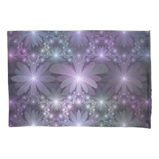 Bed van Flowers Trendy Shiny Abstract Fractal Art Kussensloop (Voorkant)