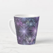 Bed van Flowers Trendy Shiny Abstract Fractal Art Latte Mok (Linkerhoek)