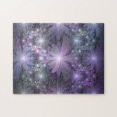 Bed van Flowers Trendy Shiny Abstract Fractal Art Legpuzzel (Horizontaal)