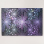 Bed van Flowers Trendy Shiny Abstract Fractal Art Legpuzzel (Horizontaal)