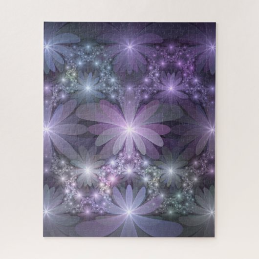Bed van Flowers Trendy Shiny Abstract Fractal Art Legpuzzel (Verticaal)