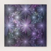 Bed van Flowers Trendy Shiny Abstract Fractal Art Legpuzzel (Horizontaal)