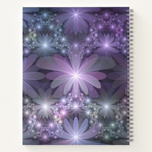 Bed van Flowers Trendy Shiny Abstract Fractal Art Notitieboek (Achterkant)