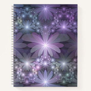 Bed van Flowers Trendy Shiny Abstract Fractal Art Notitieboek