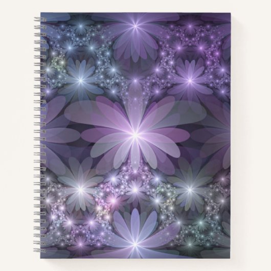 Bed van Flowers Trendy Shiny Abstract Fractal Art Notitieboek (Voorkant)