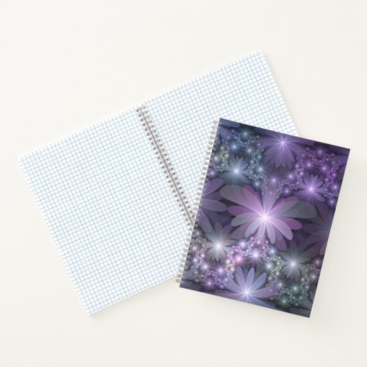 Bed van Flowers Trendy Shiny Abstract Fractal Art Notitieboek (Binnen)