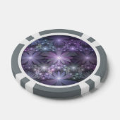Bed van Flowers Trendy Shiny Abstract Fractal Art Poker Chips (Enkel)