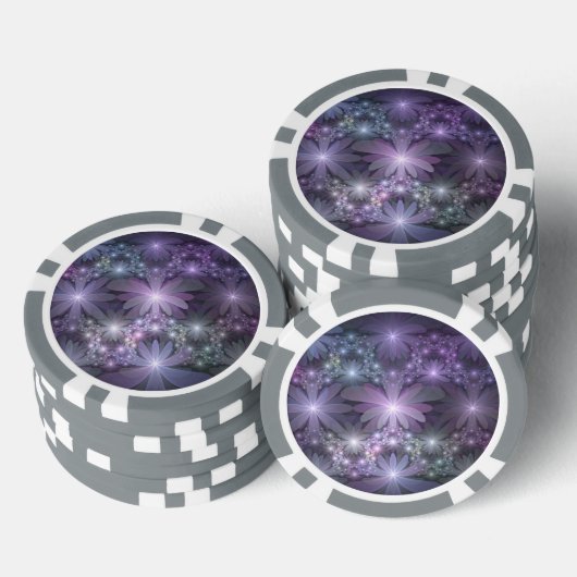 Bed van Flowers Trendy Shiny Abstract Fractal Art Poker Chips (Opstapeling)