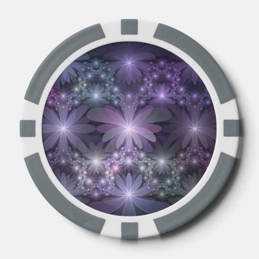 Bed van Flowers Trendy Shiny Abstract Fractal Art Poker Chips (Voorkant)