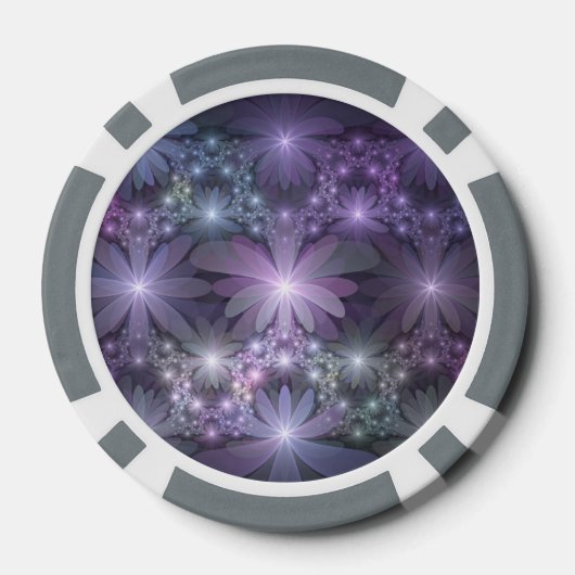 Bed van Flowers Trendy Shiny Abstract Fractal Art Poker Chips (Achterkant)