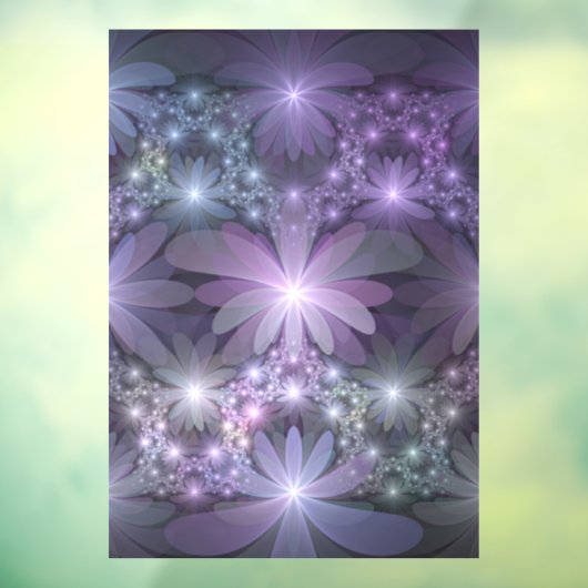 Bed van Flowers Trendy Shiny Abstract Fractal Art Raamsticker (Vel 3)