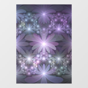 Bed van Flowers Trendy Shiny Abstract Fractal Art Raamsticker