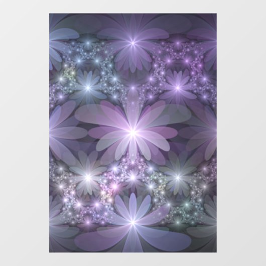Bed van Flowers Trendy Shiny Abstract Fractal Art Raamsticker (Vel)
