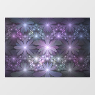 Bed van Flowers Trendy Shiny Abstract Fractal Art Raamsticker