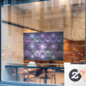 Bed van Flowers Trendy Shiny Abstract Fractal Art Raamsticker (Cafe Raam)