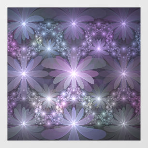 Bed van Flowers Trendy Shiny Abstract Fractal Art Raamsticker