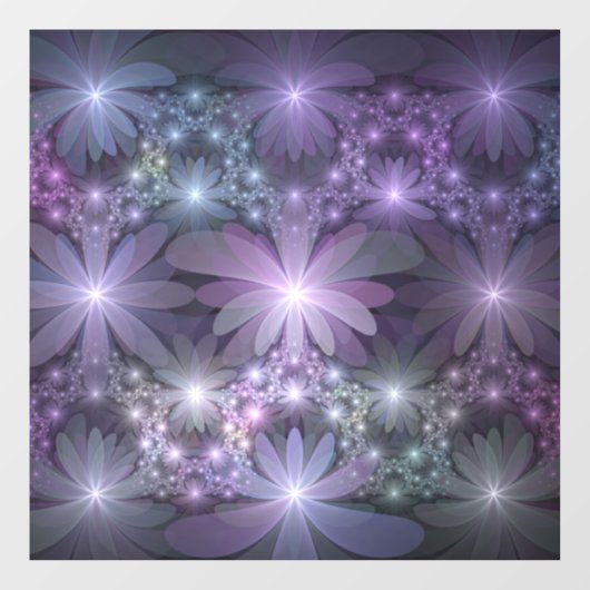 Bed van Flowers Trendy Shiny Abstract Fractal Art Raamsticker (Vel)