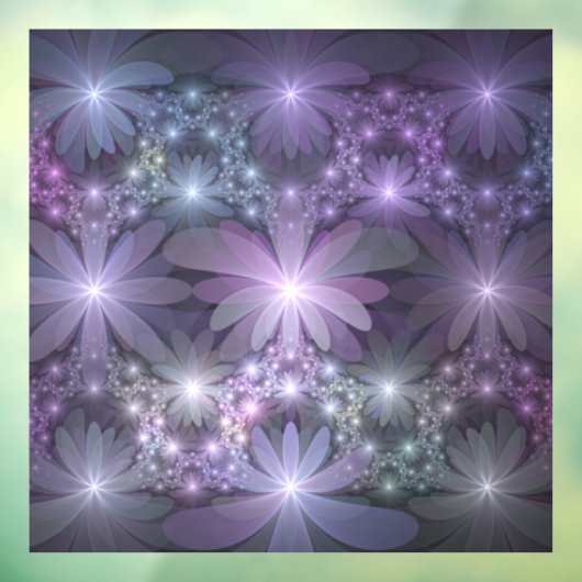 Bed van Flowers Trendy Shiny Abstract Fractal Art Raamsticker (Vel 3)