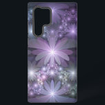 Bed van Flowers Trendy Shiny Abstract Fractal Art Samsung Galaxy Hoesje<br><div class="desc">Opvallende fractal art,  glanzend violette grijze fantasie bloemen. Uniek ontwerp voor uw Samsung Galaxy S22 Ultra hoesje en meer.</div>