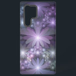 Bed van Flowers Trendy Shiny Abstract Fractal Art Samsung Galaxy Hoesje<br><div class="desc">Opvallende fractal art,  glanzend violette grijze fantasie bloemen. Uniek ontwerp voor uw Samsung Galaxy S22 Ultra hoesje en meer.</div>