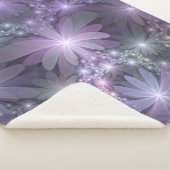 Bed van Flowers Trendy Shiny Abstract Fractal Art Sherpa Deken (3/4)
