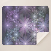 Bed van Flowers Trendy Shiny Abstract Fractal Art Sherpa Deken (Voorkant (horizontaal))