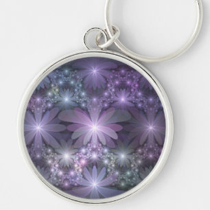 Bed van Flowers Trendy Shiny Abstract Fractal Art Sleutelhanger