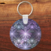 Bed van Flowers Trendy Shiny Abstract Fractal Art Sleutelhanger (Voorkant)
