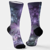 Bed van Flowers Trendy Shiny Abstract Fractal Art Sokken (Gebogen)