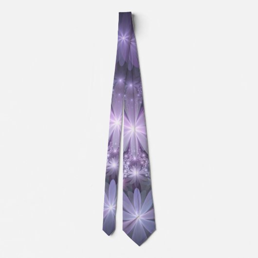 Bed van Flowers Trendy Shiny Abstract Fractal Art Stropdas (Achterkant)