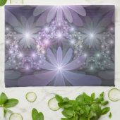 Bed van Flowers Trendy Shiny Abstract Fractal Art Theedoek (Gevouwen)