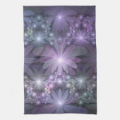 Bed van Flowers Trendy Shiny Abstract Fractal Art Theedoek (Verticaal)