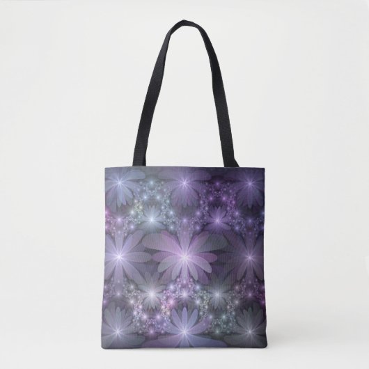 Bed van Flowers Trendy Shiny Abstract Fractal Art Tote Bag (Voorkant)