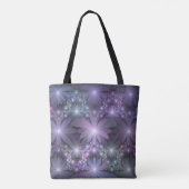 Bed van Flowers Trendy Shiny Abstract Fractal Art Tote Bag (Achterkant)