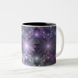 Bed van Flowers Trendy Shiny Abstract Fractal Art Tweekleurige Koffiemok